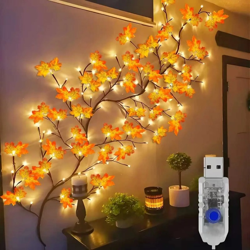 Lighting Decoration For Home - DIY 단풍잎 장미 펜던트 USB 전원