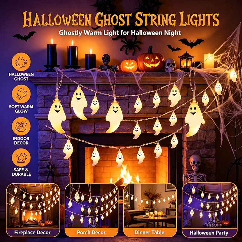 Home Decor Lighting Tricks - 배터리로 작동되는 유령 요정 조명, 할로윈