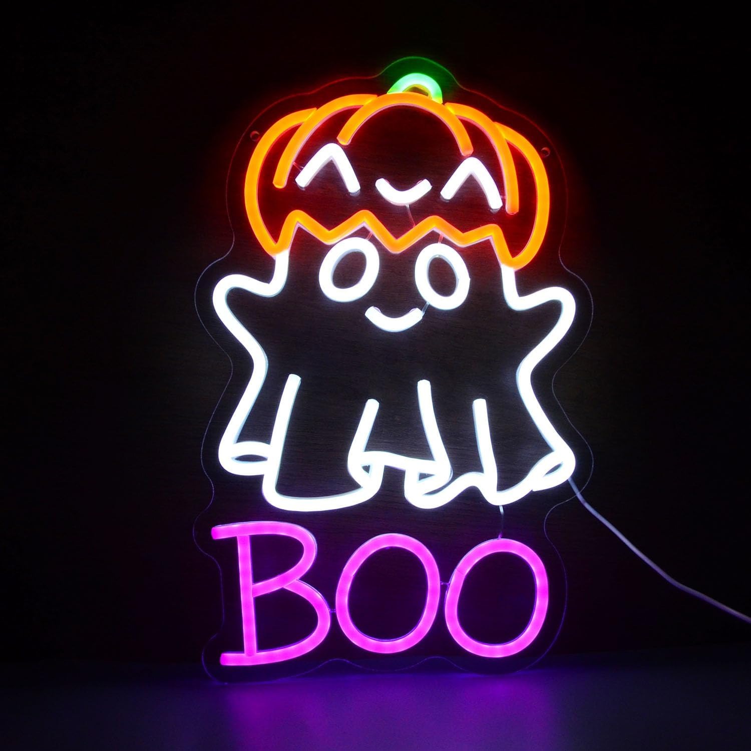 귀여운 유령 호박 모자 BOO LED 네온사인 할로윈  - Home Decor Lighting Tricks 리뷰 및 가격