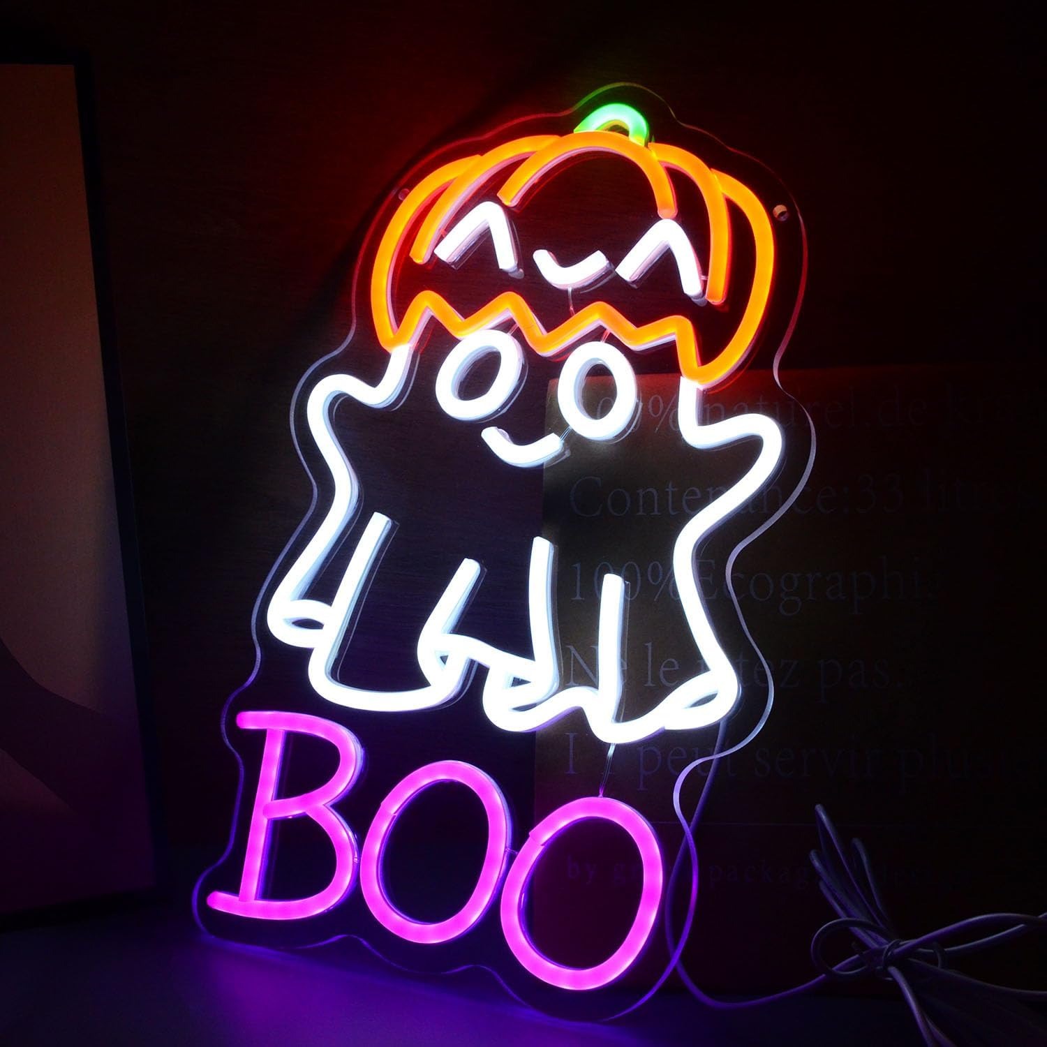 귀여운 유령 호박 모자 BOO LED 네온사인 할로윈  - Home Decor Lighting Tricks 리뷰 및 가격