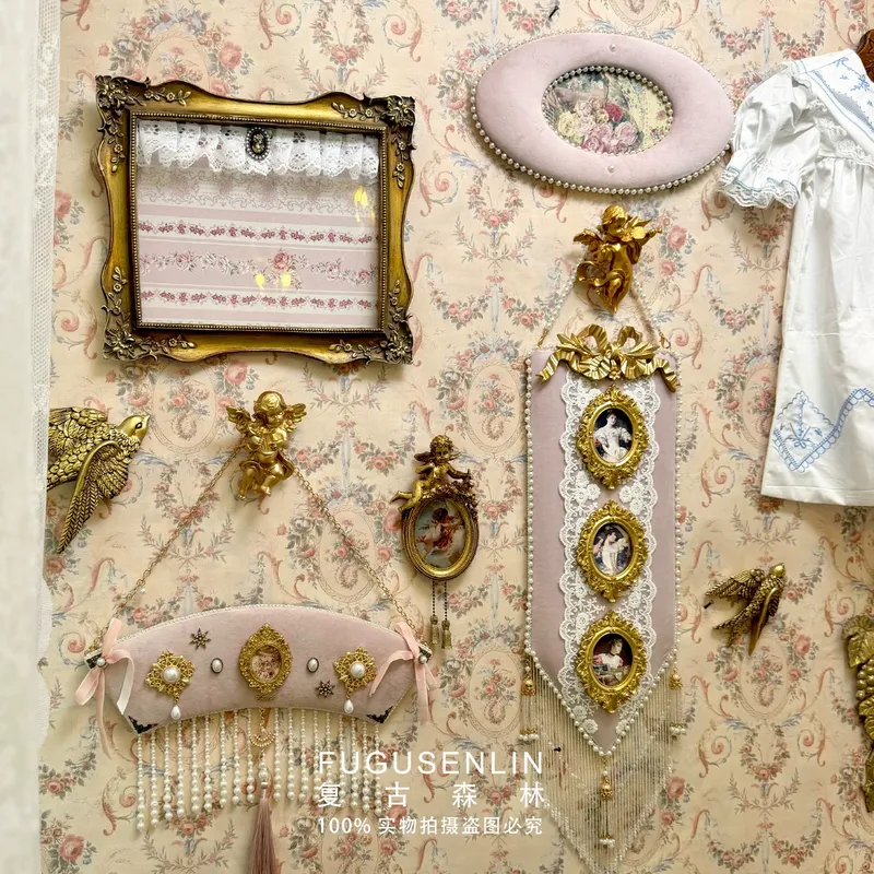 레트로 수제 고급스러운 궁정 스타일 핑크 벨벳 릴리프  - Lighting Room Decor Photo 리뷰 및 가격