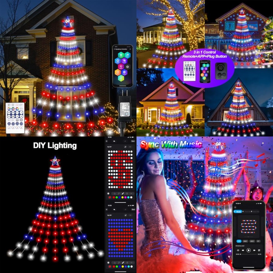 스마트 7월 4일 장식 조명, 18피트 LED 대형 D - Lighting Tree Decor 리뷰 및 가격