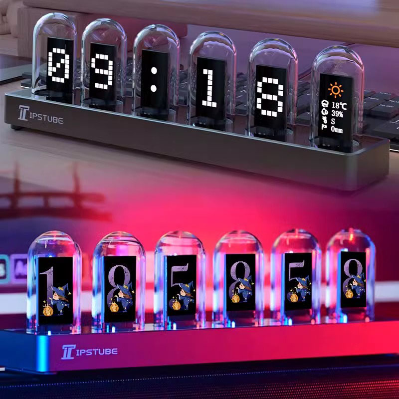 RGB 닉시 튜브 시계 LED 발광 IPS 컬러 스크린 - Lighting Home Decor Ideas 리뷰 및 가격