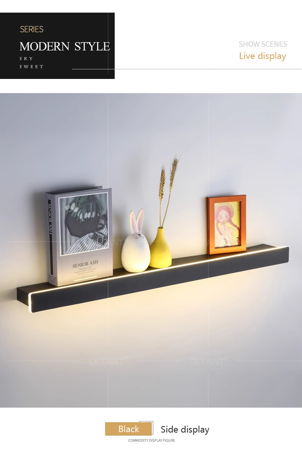 현대식 LED 조명 플로팅 벽걸이 선반 알루미늄 디스플 - Lighting Room Decor Photo 리뷰 및 가격