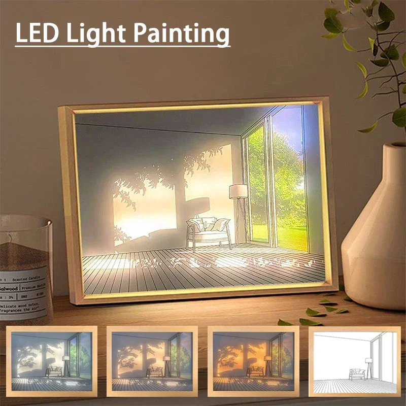장식 LED 라이트 페인팅 USB 플러그 디밍 벽 아트 - Lighting Room Decor Photo 리뷰 및 가격
