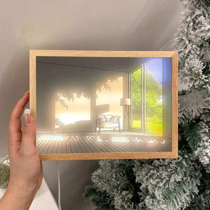 장식 LED 라이트 페인팅 USB 플러그 디밍 벽 아트 - Lighting Room Decor Photo 리뷰 및 가격
