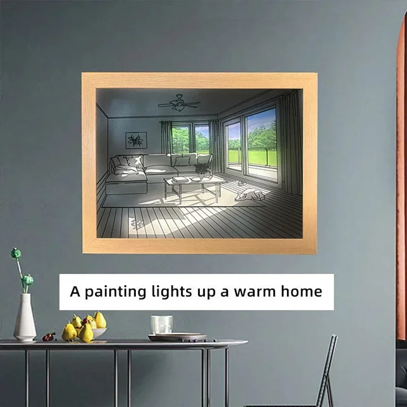 장식 LED 라이트 페인팅 USB 플러그 디밍 벽 아트 - Lighting Room Decor Photo 리뷰 및 가격