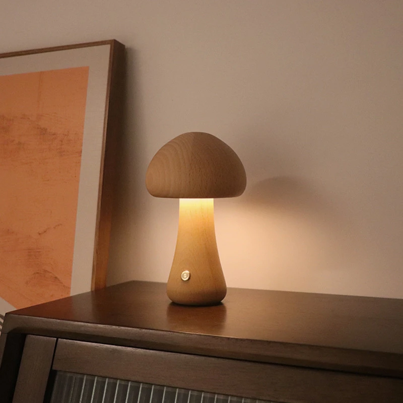 귀여운 버섯 LED 밤 빛 터치 스위치 룸 장식과 나무 - Mushroom Table Lamp 리뷰 및 가격