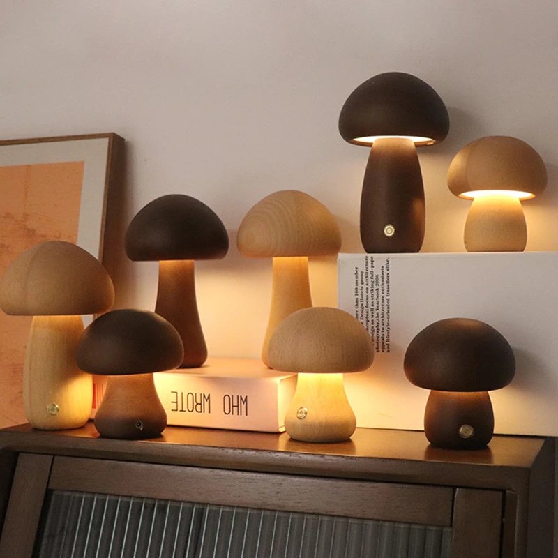 귀여운 버섯 LED 밤 빛 터치 스위치 룸 장식과 나무 - Mushroom Table Lamp 리뷰 및 가격