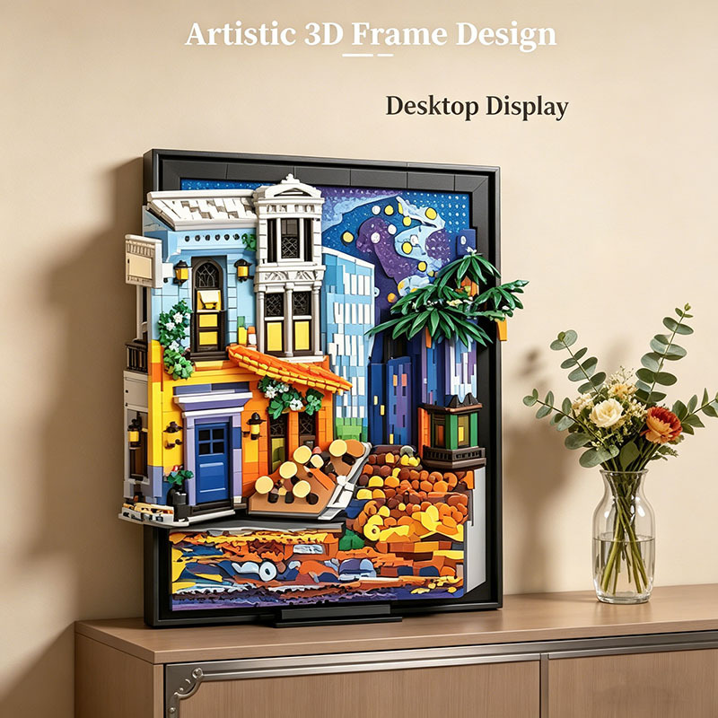 2678피스 야경 카페 그림 액자 빌딩 블록 LED 조 - Lighting Home Decor Ideas 리뷰 및 가격