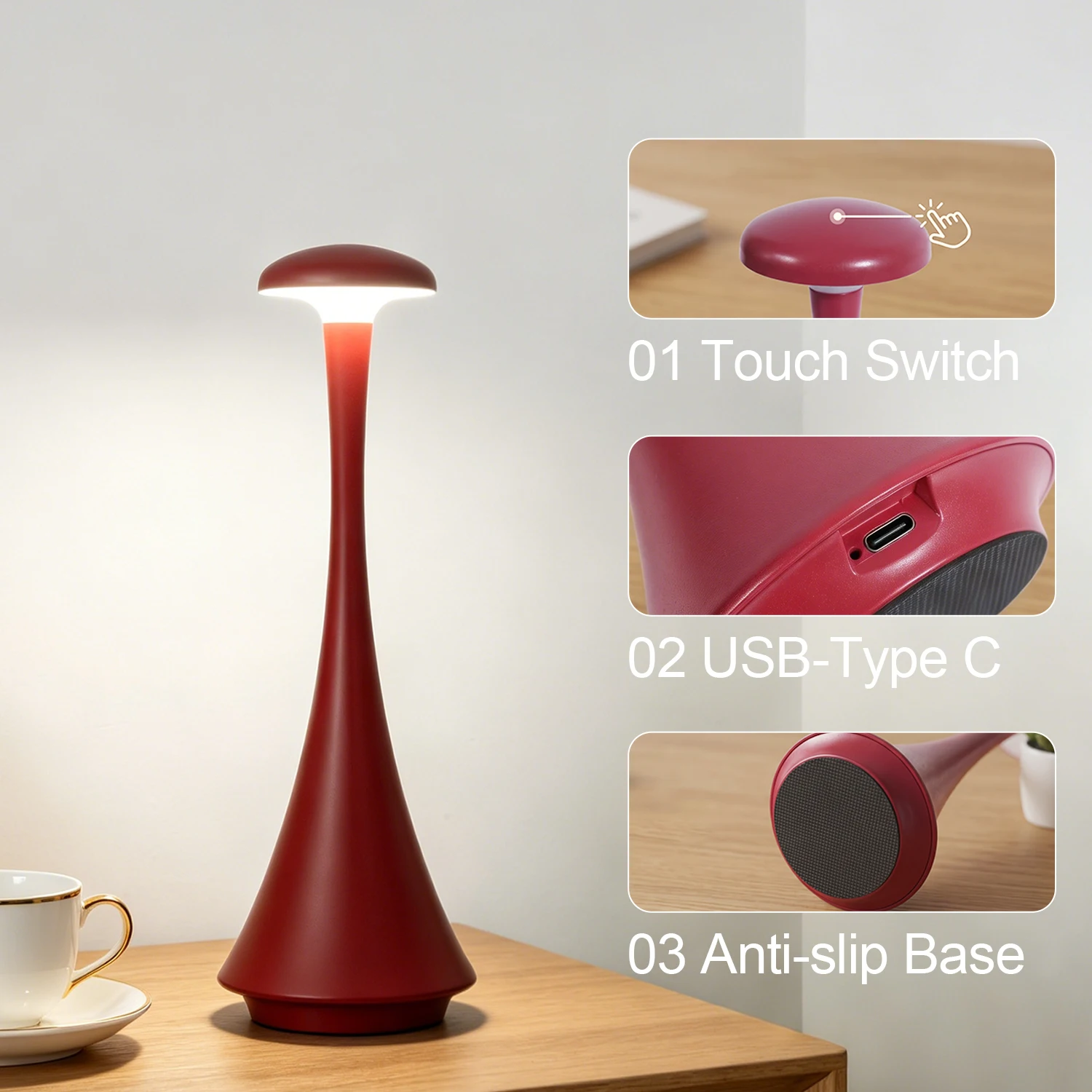 GGbingo 버섯 모양 테이블 램프 충전식 무선 터치 - Mushroom Table Lamp 리뷰 및 가격