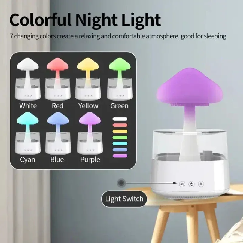 구름과 빗방울 가습기 다채로운 버섯 모양 열대우림 아로 - Mushroom Table Lamp 리뷰 및 가격