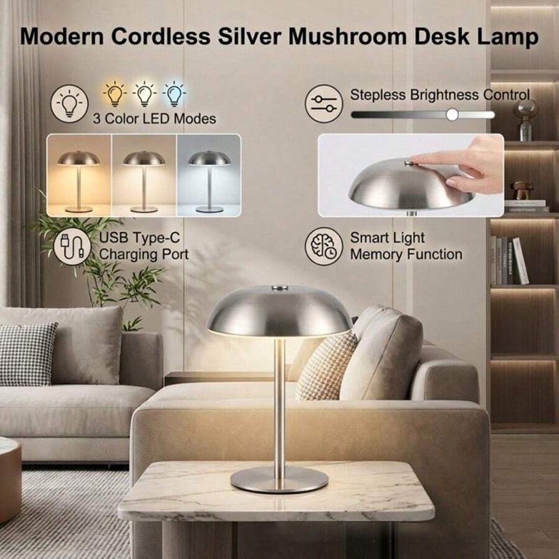 귀여운 버섯 모양 테이블 램프, 터치 컨트롤 3색 조광 - Mushroom Table Lamp 리뷰 및 가격