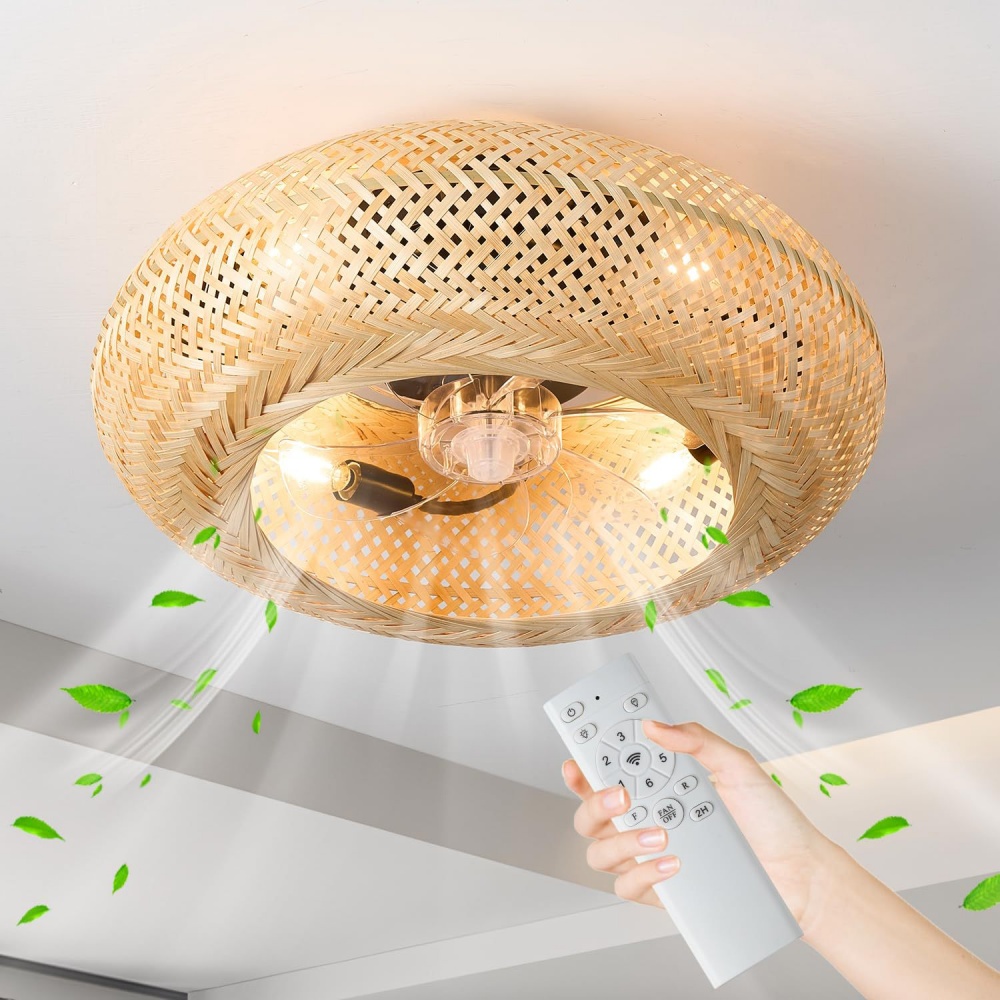 대나무 리모컨 천장 선풍기 램프 모던 라탄 수공예 무소 - Decor Lighting Ceiling Fans 리뷰 및 가격