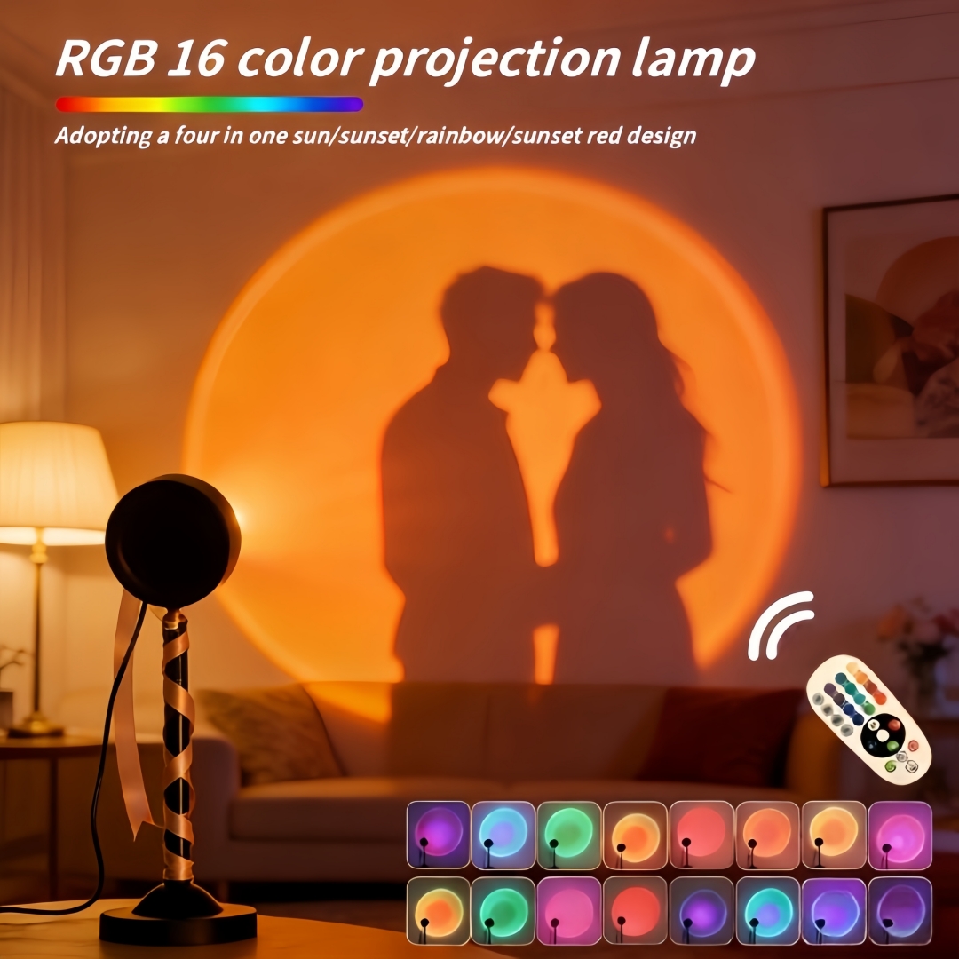 16색 일몰 프로젝션 램프 따뜻한 조명 침실 장식 무드 - Lighting Room Decor Photo 리뷰 및 가격